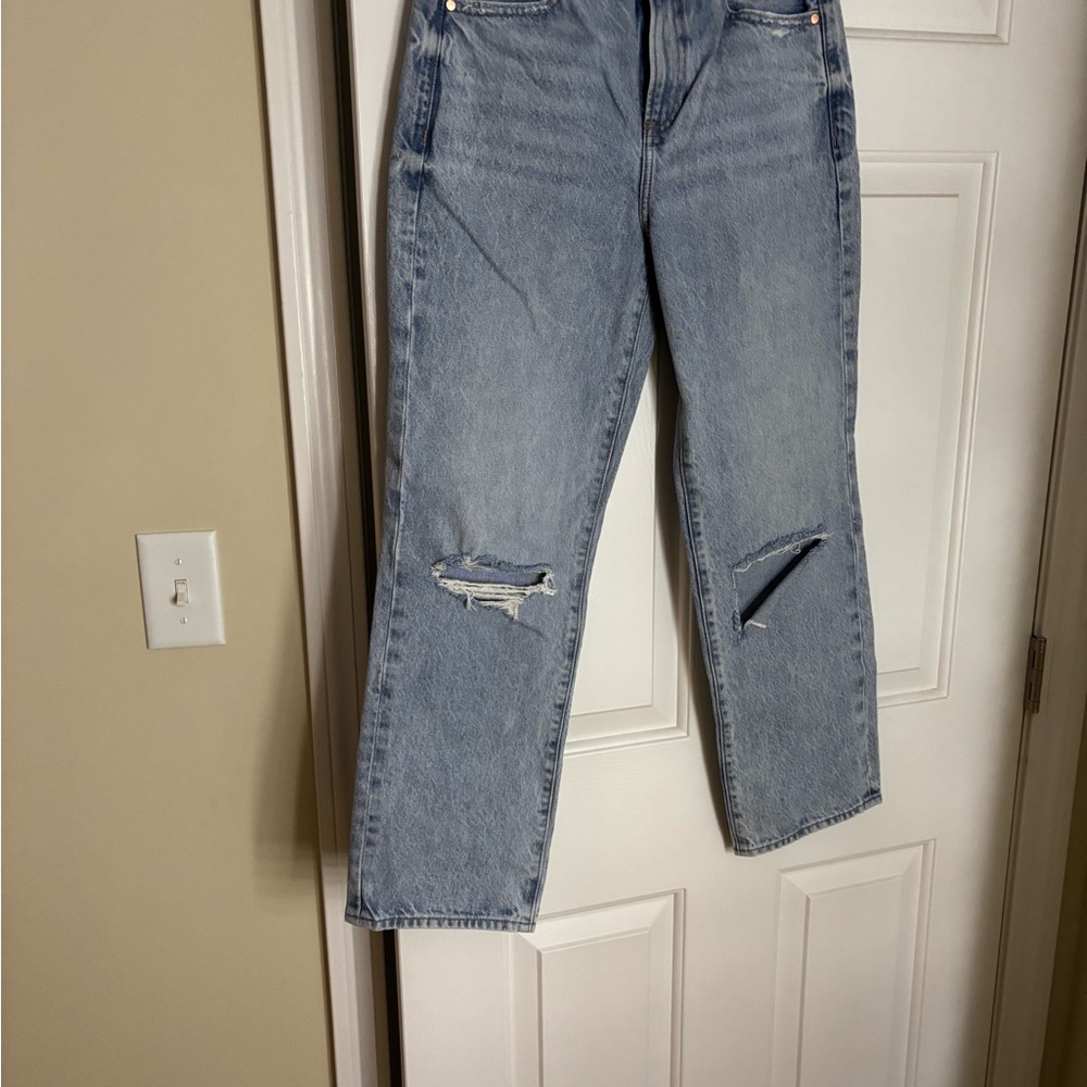 Express high rise straight ankle distressed jeans